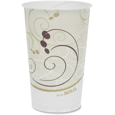 Solo 16 oz Symphony Waxed Paper Cold Cups - 16 fl oz - White, Brown, Green - Paper - Cold Drink, Milk Shake, Smoothie - 50/Pack - 20 / Carton