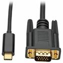 Tripp Lite series USB C to VGA Adapter Cable (M/M), 1920 x 1200 (1080p), 6 ft - 6 ft USB/VGA Video Cable for Smartphone, Projector, Ultrabook, Monitor, Notebook, Tablet, TV - First End: 1 x USB 3.1 Type C - Male - Second End: 1 x 15-pin HD-15 - Male 