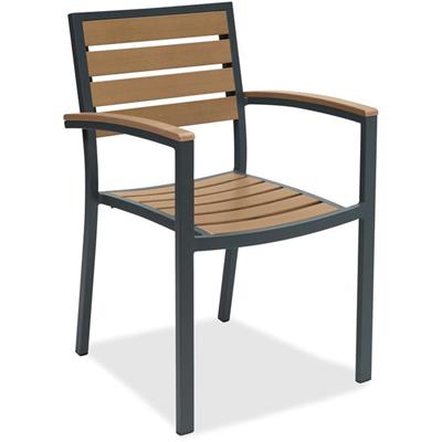 KFI Eveleen Outdoor Seating - Synthetic Polymer Seat Material - Synthetic Polymer Back Material - Aluminum Frame Material - Four-legged Base - Mocha - Polypropylene - 1 Each