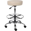 Boss Drafting Stool - Beige Seat Color - Vinyl Seat Material - Chrome, Black Frame Color - Chrome Frame Material - 5-star Base - 1 Each