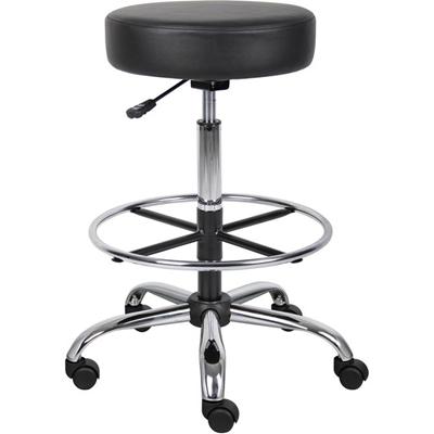 Boss Drafting Stool - Black Seat Color - Vinyl Seat Material - Chrome, Black Frame Color - Chrome Frame Material - 5-star Base - 1 Each