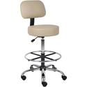 Boss Drafting Stool - Beige Seat Color - Vinyl Seat Material - Beige Back Color - Chrome, Black Frame Color - Chrome Frame Material - 5-star Base - 1 Each