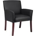 Boss B619 Guest Chair - Black Seat Color - Vinyl Seat Material - Mid Back - Four-legged Base - Black - Armrest - 1 Each