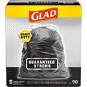 Glad Strong Large Drawstring Trash Bags - Large Size - 30 gal Capacity - 32.99" Length x 30" Width x 1.05 mil (27 Micron) Thickness - Drawstring Closure - Black - Plastic - Garbage, Indoor, Outdoor - 90 / Carton