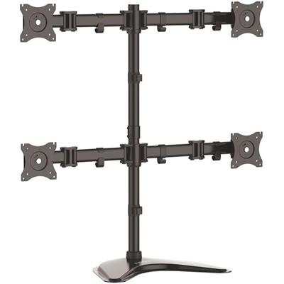StarTech.com Quad-Monitor Desktop Stand - Articulating - Up to 27" Screen Support - 70.55 lb Load Capacity - 32.20" Height x 12.40" Width x 34.80" Depth - Desktop, Freestanding - Steel, Aluminum - Black