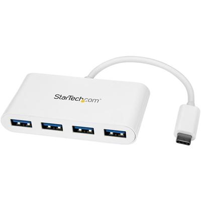 StarTech.com USB-C Hub - 4-Port USB 3.0 - USB-C to 4x USB-A - Bus Powered - White - USB Type C - External - 4 USB Port(s) - 4 USB 3.0 Port(s) - Linux, Mac, PC