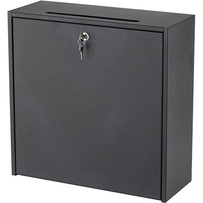 Safco Wall-mounted Inter-department Locking Mailbox - Internal Dimensions: 12" Height - External Dimensions: 18" Width x 7.2" Depth x 18" Height - Hinged Closure - Steel - Black - For Letter, Document, Envelope, Memo, CD-ROM, Keyboard, Disk Drive - R