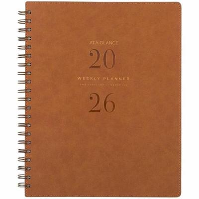 At-A-Glance Signature Collection Planner - Large - Professional - Julian Dates - Weekly, Monthly - 13 Month - January 2026 to January 2027 - 1 Week, 1 Month Double Page Layout - 8 1/2" x 11" Sheet Size - White Sheet - Wire Bound - Brown - Faux Leathe