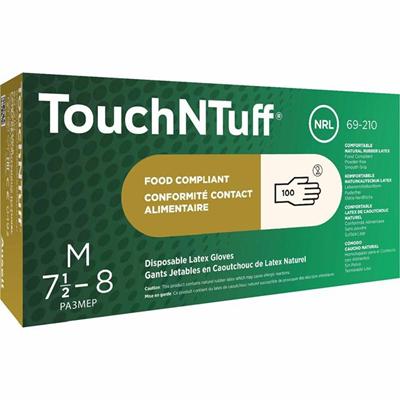 Ansell TouchNTuff Disposable Gloves - 5 mil Thickness - Medium Size - White - Powdered, Comfortable - For Laboratory Application, Food - 100/Box - 1 Each