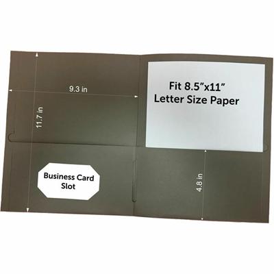 Business Source Letter Portfolio - 8 1/2" x 11" - 125 Sheets Capacity - Inside Front & Back Pocket(s) - Gray - Card Holder - 1 Box
