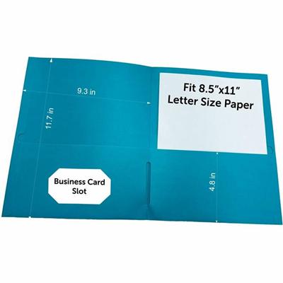 Business Source Letter Portfolio - 8 1/2" x 11" - 125 Sheets Capacity - 2 Inside Front & Back Pocket(s) - Teal - 25 / Box