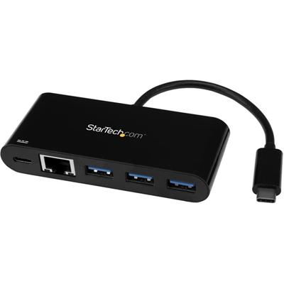 StarTech.com USB-C to Ethernet Adapter with 3-Port USB 3.0 Hub and Power Delivery - USB Type C - External - 4 USB Port(s) - 1 Network (RJ-45) Port(s) - 4 USB 3.0 Port(s) - UASP Support - PC, Mac, Linux