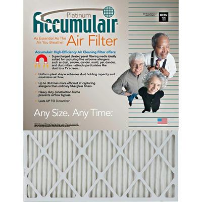 Accumulair Platinum Air Filter - For Air Conditioner, Furnace - Remove Mold Spores, Removes Mildew, Remove Bacteria, Remove Micro Organisms, Remove Allergens, Remove Dust, Remove Smoke, Remove Pet Dander, Remove Dust Mite - 14" Height x 14" Width x 1