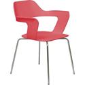 KFI Julep Poly Chair-Red - Chrome Frame Color - Tubular Steel Frame Material - Four-legged Base - Red - Fiberglass Reinforced Polypropylene - 1 Each