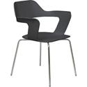KFI Julep Poly Chair-Red - Chrome Frame Color - Tubular Steel Frame Material - Four-legged Base - Black - Fiberglass Reinforced Polypropylene - 1 Each