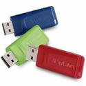 Verbatim 32GB Store 'n' Go USB Flash Drive - 3pk - Red, Green, Blue - 32 GB - USB 2.0 Type A - Blue, Green, Red - Lifetime Warranty - 1 Pack
