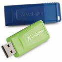 Verbatim 64GB Store 'n' Go USB Flash Drive - 2pk - Blue, Green - 64 GB - USB 2.0 Type A - Blue, Green - Lifetime Warranty - 1 Pack