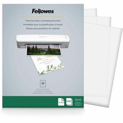 Fellowes Letter-Size Thermal Laminating Pouches - Sheet Size Supported: Letter 8.50" Width x 11" Length - Laminating Pouch/Sheet Size: 9" Width x 11.50" Length x 3 mil Thickness - Glossy - for Document - Durable, Photo-safe, Erasable, Water Proof - C