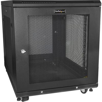 StarTech.com Server Rack Cabinet - 31 in. Deep Enclosure - 12U - For Server, LAN Switch, Patch Panel, A/V Equipment, Networking - 12U Rack Height x 19" Rack Width x 30.50" Rack Depth - Floor Standing Enclosed Cabinet - 4 Post - Black - Steel, Mesh, A