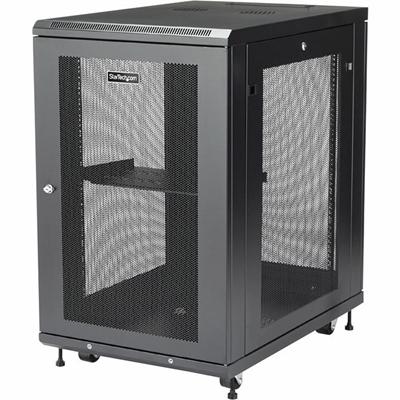 StarTech.com Server Rack Cabinet - 31 in. Deep Enclosure - 18U - For Server, LAN Switch, Patch Panel, A/V Equipment, Networking - 18U Rack Height x 19" Rack Width x 31" Rack Depth - Floor Standing Enclosed Cabinet - 4 Post - Black - Steel, Mesh - 992