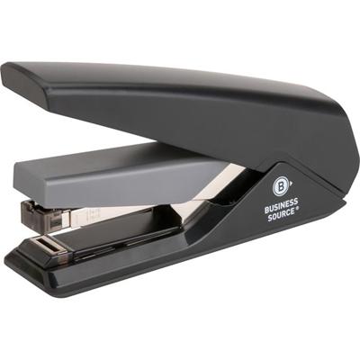 Business Source Full Strip Flat-Clinch Stapler - Staples Upto 30 Sheet of 20lb Paper - Holds Upto 210 Staple - Full Strip - Staple Size: 0.25" - Front Loading - Black - 1 Each