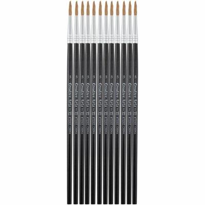 Charles Leonard Water Color Brush - 0.63" Bristle - No. 5 - Hardwood Handle - Aluminum Ferrule - 12 / Pack