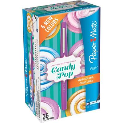 Paper Mate Flair Candy Pop Limited Edition Felt Tip Pen - Medium Pen Point - Assorted Ink - Felt Tip - 36 / Box