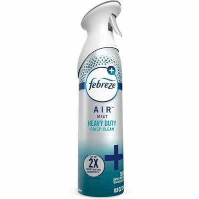 Febreze Air Freshener Spray - Spray - 8.8 fl oz (0.3 quart) - Crisp Clean - Odor Neutralizer, VOC-free, Heavy Duty - 6 / Carton
