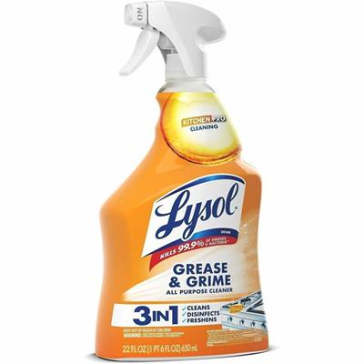Lysol Kitchen Pro Antibacterial Cleaner - For Multi Surface - 22 fl oz (0.7 quart) - Fresh Citrus Scent - Recommended For: Stain Remover - Deodorize, Streak-free, Chemical-free, Disinfectant, Anti-bacterial, Residue-free - Clear - 1 Each