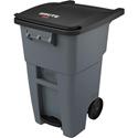 Rubbermaid Commercial Brute 50-gallon Step On Rollout Container - Step-on Opening - Rollout Lid - 50 gal Capacity - Manual - Heavy Duty, Wheels, Reinforced, Handle, Easy to Clean - 39.6" Height x 24" Width - High-density Polyethylene (HDPE) - Gray - 