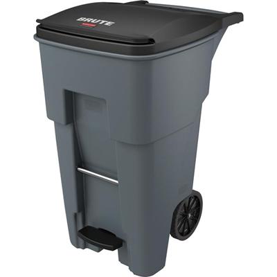 Rubbermaid Commercial 1971968 65 Gallon BRUTE Step-On Rollout Container - Gray - Step-on Opening - Rollout Lid - 65 gal Capacity - Manual - Heavy Duty, Wheels, Reinforced, Handle, Easy to Clean - 44.7" Height x 25.3" Width - High-density Polyethylene