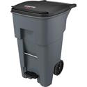 Rubbermaid Commercial 1971968 65 Gallon BRUTE Step-On Rollout Container - Gray - Step-on Opening - Rollout Lid - 65 gal Capacity - Manual - Heavy Duty, Wheels, Reinforced, Handle, Easy to Clean - 44.7" Height x 25.3" Width - High-density Polyethylene