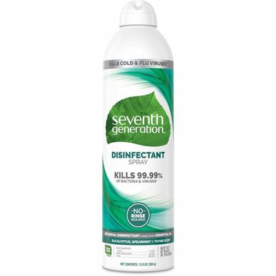 Seventh Generation Disinfectant Cleaner - For Day Care - 13.9 fl oz (0.4 quart) - Eucalyptus Spearmint & Thyme Scent - Non-flammable, Anti-bacterial - Clear - 1 Each