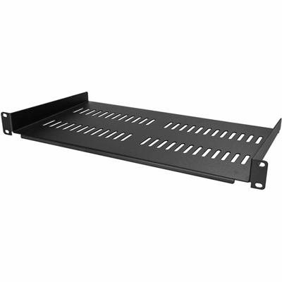 StarTech.com Vented 1U Rack Shelf - 10 in. Deep - For Server, A/V Equipment, LAN Switch, Patch Panel - 1U Rack Height - Rack-mountable - Black - Steel - 44.20 lb Maximum Weight Capacity - TAA Compliant