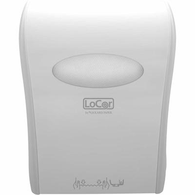 LoCor Mechanical Hands-Free Roll Dispenser - Touchless Dispenser - 10" Height x 12.4" Width x 16.8" Depth - White - Hands-free, Key Lock - 1 Each