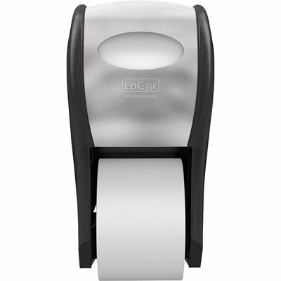 LoCor Top-Down Wall-Mount Bath Tissue Dispenser, Stainless - Roll Dispenser - 2 x Roll - 7.3" Height x 13.4" Width x 7.3" Depth - Plastic - Stainless Steel - Long Lasting, Perforated - 1 Each