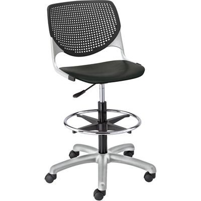 KFI Armless-Casters - Polypropylene Seat Material - Polypropylene Back Material - Powder Coated Silver Frame Color - Steel Frame Material - 5-star Base - Black - 1 Each