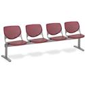 KFI KOOL 4 Seat Beam - Polypropylene Seat Material - Polypropylene Back Material - Powder Coated Silver Frame Color - Steel Frame Material - Burgundy - 1 Each