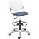 KFI Kool Collection 2300 Armless Stool with Casters - Navy Seat Color - Polypropylene Seat Material - White Back Color - Polypropylene Back Material - Powder Coated Silver Frame Color - Steel Frame Material - 1 Each