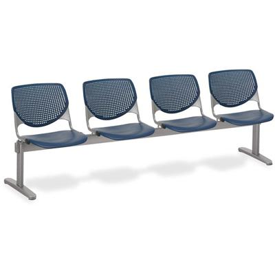 KFI KOOL 4 Seat Beam - Polypropylene Seat Material - Polypropylene Back Material - Powder Coated Silver Frame Color - Steel Frame Material - Navy - 1 Each
