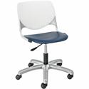 KFI Kool Collection 2300 Task Chair with Casters - Navy Seat Color - Polypropylene Seat Material - White Back Color - Polypropylene Back Material - Powder Coated Silver Frame Color - Steel Frame Material - 5-star Base - 1 Each