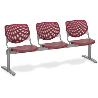 KFI KOOL 3 Seat Beam - Polypropylene Seat Material - Polypropylene Back Material - Powder Coated Silver Frame Color - Steel Frame Material - Burgundy - 1 Each