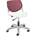 KFI Armless-Casters - White Seat Color - Polypropylene Seat Material - Burgundy Back Color - Polypropylene Back Material - Powder Coated Silver Frame Color - Steel Frame Material - 5-star Base - 1 Each