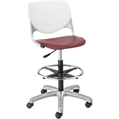 KFI Armless-Casters - Burgundy Seat Color - Polypropylene Seat Material - White Back Color - Polypropylene Back Material - Powder Coated Silver Frame Color - Steel Frame Material - 1 Each