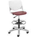 KFI Armless-Casters - Burgundy Seat Color - Polypropylene Seat Material - White Back Color - Polypropylene Back Material - Powder Coated Silver Frame Color - Steel Frame Material - 1 Each