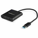 StarTech.com USB to Dual HDMI Adapter - 4K - 9-pin Type A USB 3.0 USB Male - 2 x 19-pin HDMI Digital Audio/Video Female - 3840 x 2160 Supported - Black - 1 Each - TAA Compliant