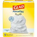 Glad ForceFlex Tall Kitchen Drawstring Trash Bags - 13 gal Capacity - 0.72 mil (18 Micron) Thickness - Drawstring Closure - White - Plastic - Home, Day Care, Breakroom, Garbage, Kitchen - 120 / Box