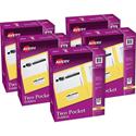 Avery&reg; Letter Pocket Folder - 8 1/2" x 11" - 40 Sheets Capacity - 2 Internal Pocket(s) - Embossed Paper - Yellow - Embossed - 25/Box - 5 / Carton