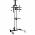 StarTech.com TV Cart - Height Adjustable - Lockable Wheels - 1 Shelf - 88.40 lb Load Capacity - 4 Casters - Steel, Aluminum, Plastic - 27.60" Length x 32.60" Width x 84.30" Height - Black, Silver - For 1 Devices - 1 Each