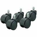 Master Caster Futura Noiseless Carpet Casters - 2.19" Diameter - 120 lb Load Capacity - Nylon - Matte Black - 1 Set